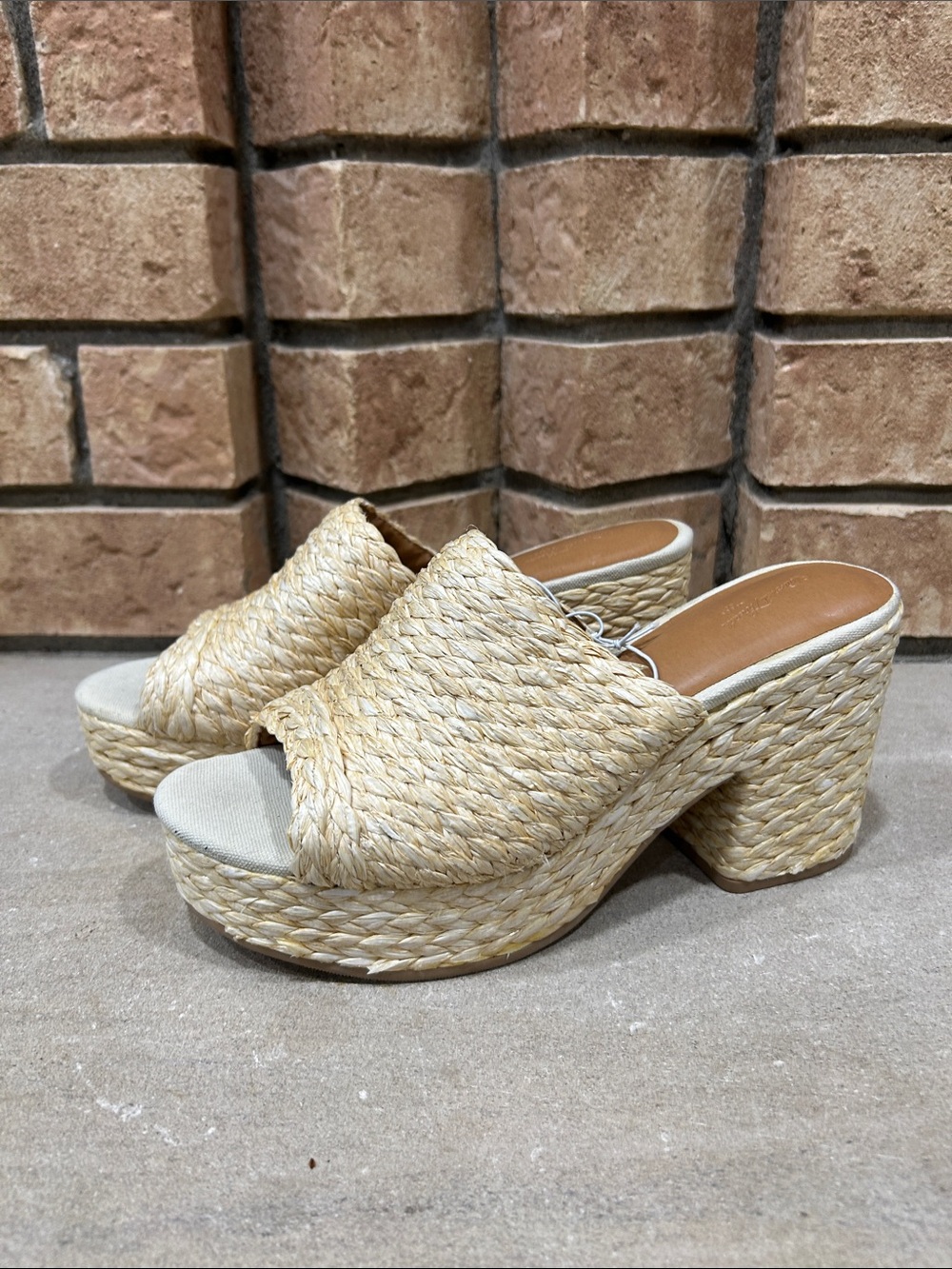 Universal Thread Women's 9.5 Nessa Platform Straw Mule Chunky Heels Retro Boho